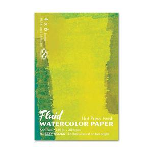 Fluid Watercolor Paper Easy-Block 4" x 6" - (15 Sheets, 140lb) Hot Press