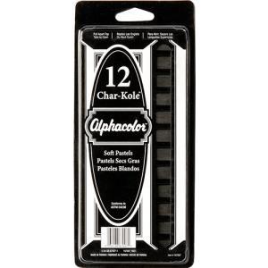 Alphacolor Char-Kole Soft Pastel Set - (12 Pack) Black