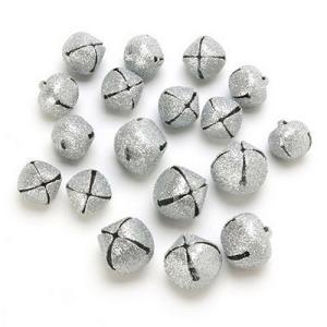 Darice Jingle Bells Assorted Sizes - (18 Pieces) Silver Glitter