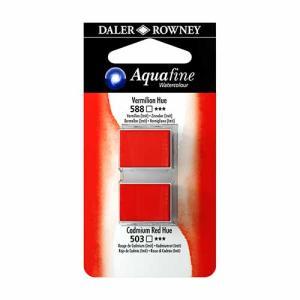 Aquafine 2 pack Watercolor Half Pans with Paint- Vermilion/Cadmium Red Hue