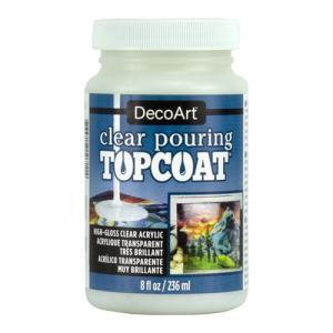 DecoArt Clear Pouring Top Coat - (8oz/236ml) High-Gloss Clear Acrylic