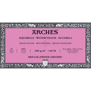 Arches Watercolor Hot Press Block 5.9" x 11.8" - (20 Sheets, 140lb)