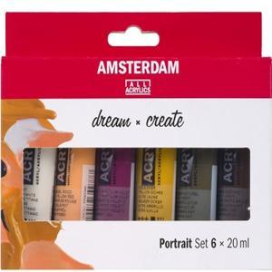 Royal Talens Amsterdam Acrylic Paint Set 0.67oz/20ml - (6 Pack) Portrait Series