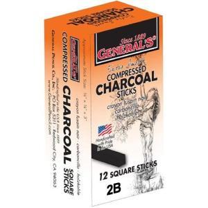 General's Compressed Charcoal Sticks - (12 Pack) 2B Hard 960-2B
