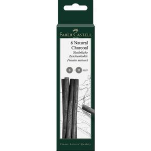Faber Castell Natural Willow Charcoal Sticks- 6ct (6-11mm)