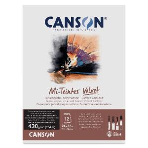 Canson Mi-Teintes Velvet Pastel Pad 9.4" x 12.4" - (12 Sheets, 264lbs) Charcoal Black