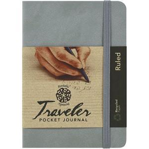 Pentalic Traveler Pocket Journal 4" x 6" - (160 Pages, 74lb) Ruled, Gray