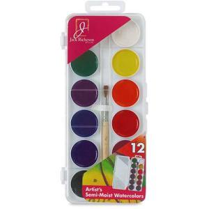 Richeson Semi-Moist Watercolor Set with Brush - (12 Colors)