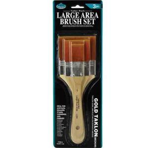 Royal Langnickel 3 Pack Golden Taklon Short Handle Large Area Brush Set - 1 Inch,2 Inch,3 Inch