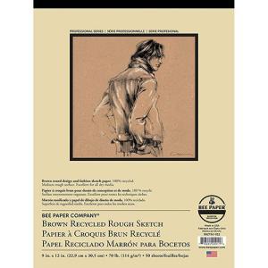 Bee Paper Brown Recycled Rough Sketch Pad 9" x 12" - (50 Sheets, 70lb)