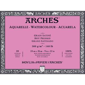Arches Watercolor Hot Press Block 9" x 12" - (20 Sheets, 140lb)