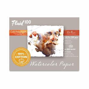 Fluid 100  Cold Press Watercolor Paper Easy-Block 6"  x 8"  – (15 Sheets, 140lb)
