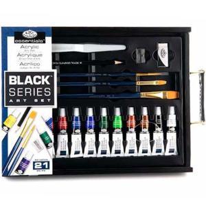 Royal Langnickel Essentials Clear Pallet Black Series Acrylic Art Set - (21 Pieces) RSET-ART4104
