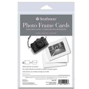 Strathmore Photo Mount Cards & Envelopes 5" x 6.875"  (6pk, 80lb) White with die cut photo window  ST205-185