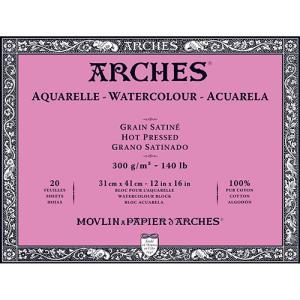 Arches Watercolor Hot Press Block 12" x 16" - (20 Sheets, 140lb)