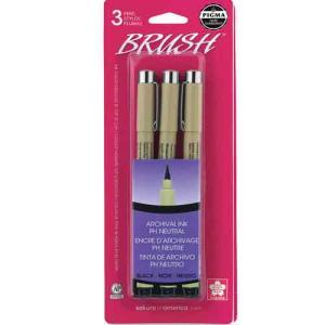 Sakura Pigma Micron Pen -Black, Brush (3pc)