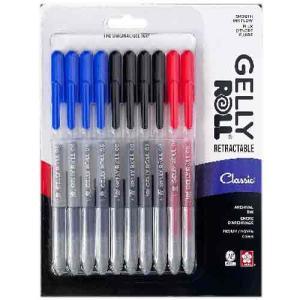 Sakura Retractable Classic 08 Gelly Roll Pen - 10pk (2red, 4black, 4blue)