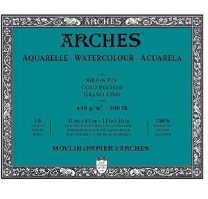 Arches Watercolor Cold Press Block 12"x16"- (10 Sheets, 300lb)