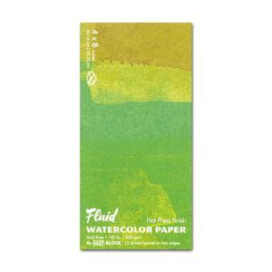 Fluid Watercolor Paper Easy-Block 4" x 8" - (15 Sheets, 140lb) Hot Press