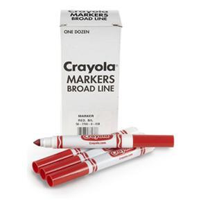 Crayola Conical Tip Broad Line Markers  - (12 Pack)  Red 58-7800-038