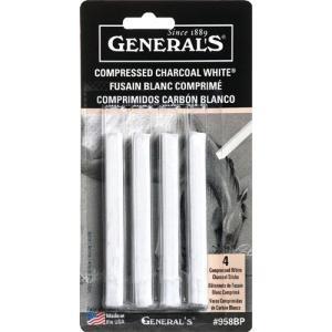 General's Compressed Charcoal Sticks - (4 Pack) White