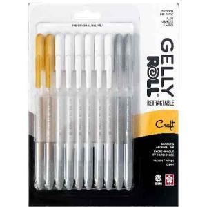 Sakura Retractable Craft 08 Gelly Roll Pen - 10pk (2gold, 2silver & 6 opaque white)