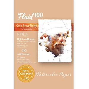 Fluid 100  Cold Press Watercolor Paper Easy-Block 4"  x 6"  – (15 Sheets, 300lb