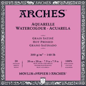 Arches Watercolor Hot Press Block 7.9" x 7.9" - (20 Sheets, 140lb)
