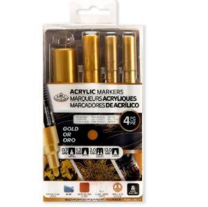 Royal Langnickel Acrylic Paint Marker Set - 4ct Gold Assorted Tips  MARK-2703