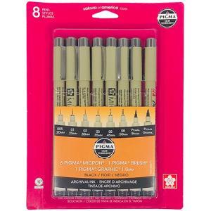 Sakura Pigma Micron Pen Set - (8 Pack) Black