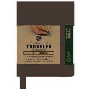 Pentalic Traveler Pocket Journal 4" x 6" - (160 Pages, 74lb) Ruled, Saddle Brown