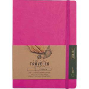 Pentalic Traveler Pocket Journal 6" x 8" - (160 Pages, 74lb) Sketch, Bright Pink