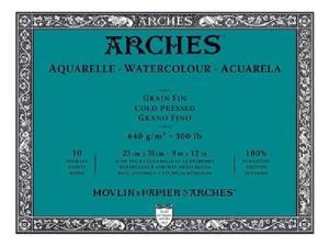 Arches Watercolor Cold Press Block 9"x12"- (10 Sheets, 300lb)..