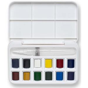 Winsor & Newton Cotman Watercolor Pocket Set- Water Brush & 8 Half Pans