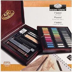 Royal Langnickel Essentials Premier Wooden Pastel Art Box Set - (56 Pieces) RSET-PAS1600