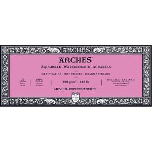 Arches Watercolor Hot Press Block 3.9" x 9.8" - (20 Sheets, 140lb)
