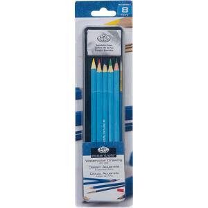 Royal Langnickel Essentials Tin Box Mini Watercolor Drawing Art Set - (8 Pieces)  RSET-ART2608