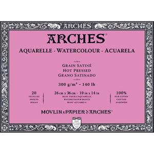 Arches Watercolor Hot Press Block 10" x 14" - (20 Sheets, 140lb)