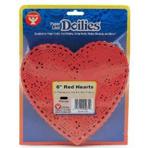 Hygloss Paper Lace Doilies 6" - (36 Pack) Red Hearts
