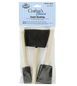 Royal Langnickel Crafters Choice Assorted Poly Foam Brushes Wooden Handle 3pk