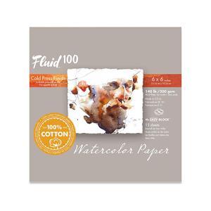 Fluid 100  Cold Press Watercolor Paper Easy-Block 6" x 6"  – (15 Sheets, 140lb)