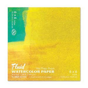 Fluid Watercolor Paper Easy-Block 6" x 6" - (15 Sheets, 140lb) Hot Press