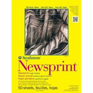 Strathmore 300 Series Newsprint Pad 12" x 18" - (50 sheets, 32lb) Rough