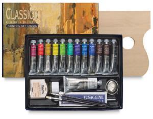 Maimeri Classico Oil Paint Intro Set  12ct 20ml, 1 60ml White & Accessories
