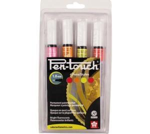 Sakura Pen-Touch Fine Set Flourescent Paint Markers- 4pc Set 42393
