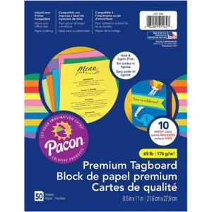 Pacon Premium Tagboard 8.5" x 11" - (50 Sheets) 10 Assorted Colors
