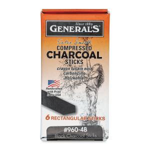 General's Compressed Charcoal Sticks - (6 Pack) 4B Medium  960-4B