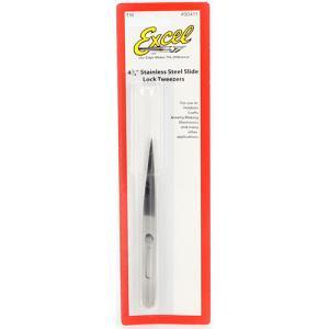 Excel Stainless Steel Slide Lock Tweezers - 4 1/4"