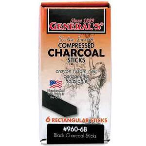 General's Compressed Charcoal Sticks - (6 Pack) 6B Soft  960-6B