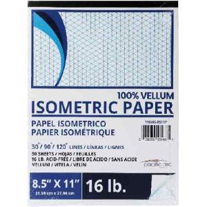 Pacific Arc Drafting Isometric Vellum Paper Pad 8.5"x11"